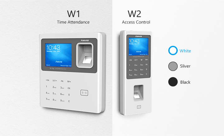  Controllo accessi Anviz W2 disponibile in 3 colori bianco nero silver